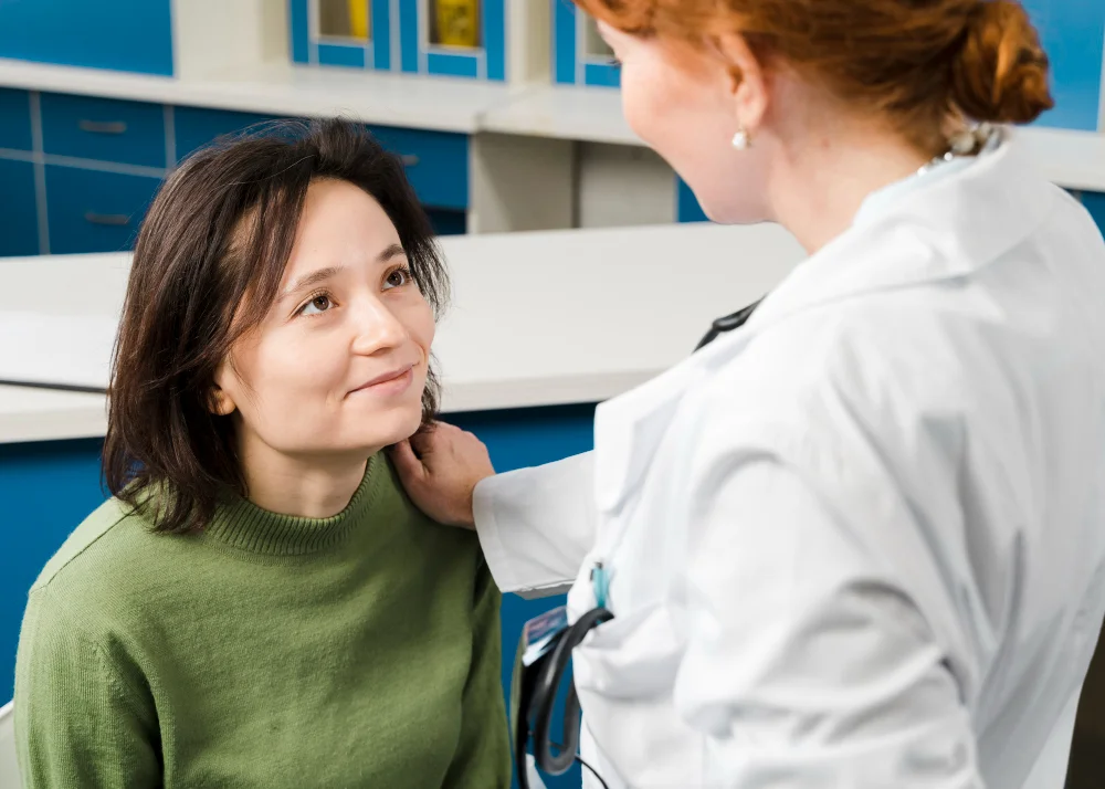 A physician listening to a patient during an unhurried visit